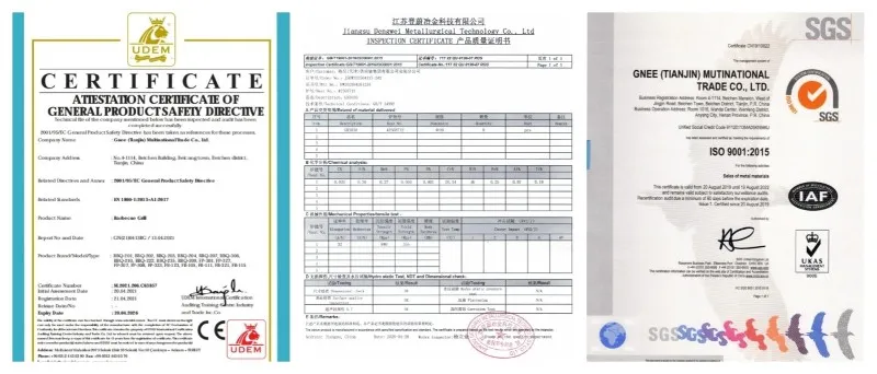 Gnee Steel GH3030 Certificate Gnee Steel GH3030 Certificate